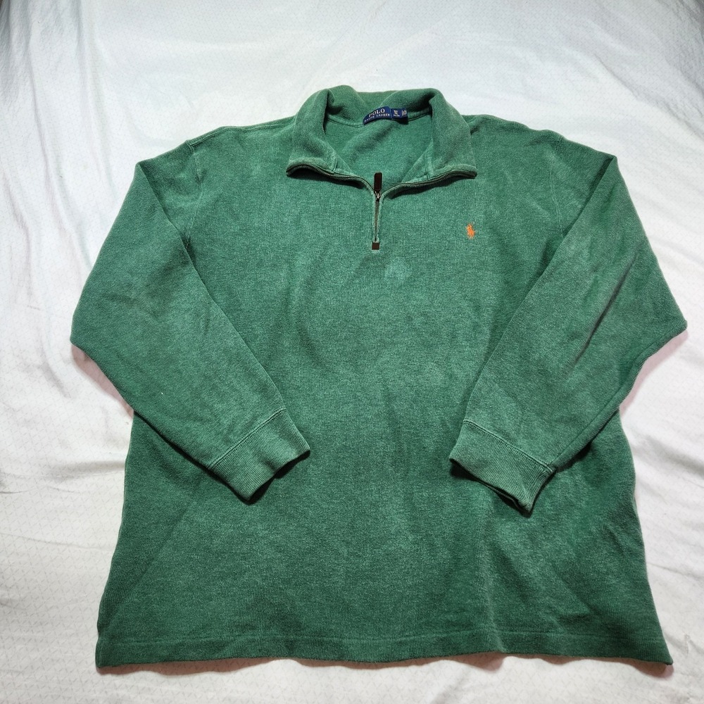 Polo Ralph Lauren Men's Quarter Zip Pullover Sweater Sweatshirt Green XLT